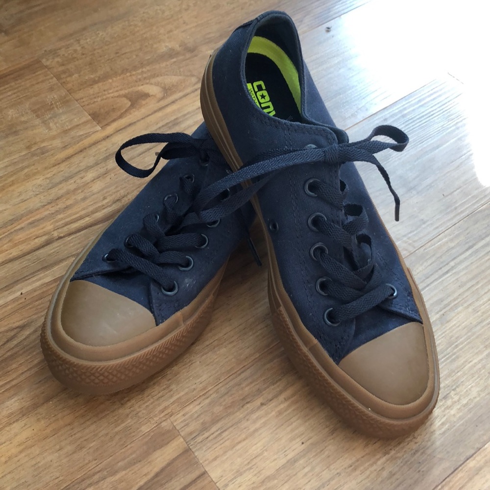 Converse all star navy and brown gum sole